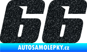 Samolepka Startovní číslo 66 typ 6 Ultra Metalic černá