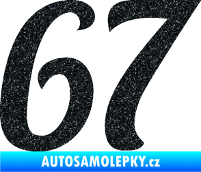 Samolepka Startovní číslo 67 typ 3 Ultra Metalic černá