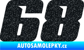 Samolepka Startovní číslo 68 typ 6 Ultra Metalic černá