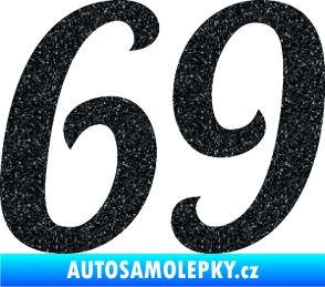 Samolepka Startovní číslo 69 typ 3 Ultra Metalic černá