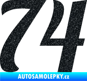 Samolepka Startovní číslo 74 typ 3   Ultra Metalic černá