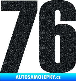 Samolepka Startovní číslo 76 typ 2       Ultra Metalic černá