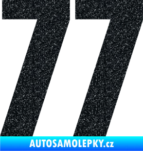 Samolepka Startovní číslo 77 typ 2        Ultra Metalic černá