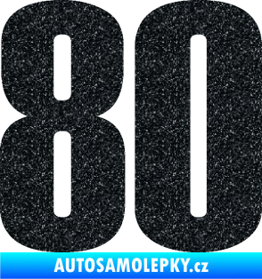 Samolepka Startovní číslo 80 typ 2           Ultra Metalic černá