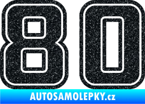 Samolepka Startovní číslo 80 typ 5 Ultra Metalic černá
