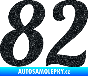 Samolepka Startovní číslo 82 typ 3   Ultra Metalic černá