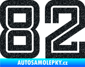Samolepka Startovní číslo 82 typ 7 Ultra Metalic černá