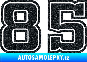 Samolepka Startovní číslo 85 typ 5 Ultra Metalic černá