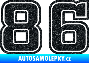 Samolepka Startovní číslo 86 typ 5 Ultra Metalic černá