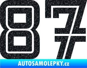 Samolepka Startovní číslo 87 typ 7 Ultra Metalic černá