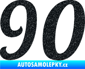 Samolepka Startovní číslo 90 typ 3   Ultra Metalic černá