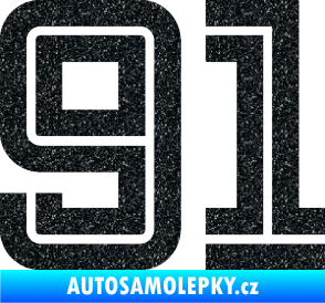 Samolepka Startovní číslo 91 typ 7 Ultra Metalic černá