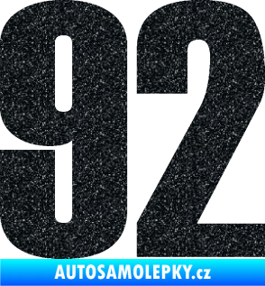 Samolepka Startovní číslo 92 typ 2  Ultra Metalic černá