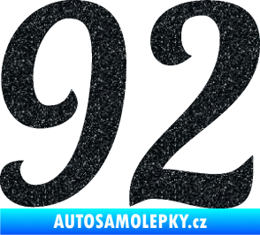 Samolepka Startovní číslo 92 typ 3   Ultra Metalic černá
