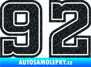 Samolepka Startovní číslo 92 typ 5 Ultra Metalic černá