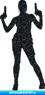 Samolepka Střelkyně 002 levá girl with gun Ultra Metalic černá