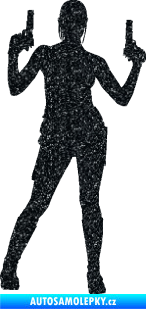 Samolepka Střelkyně 002 pravá girl with gun Ultra Metalic černá