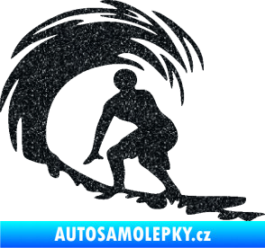 Samolepka Surfař 005 levá velké vlny Ultra Metalic černá