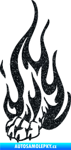 Samolepka Tlapa v plamenech levá Ultra Metalic černá