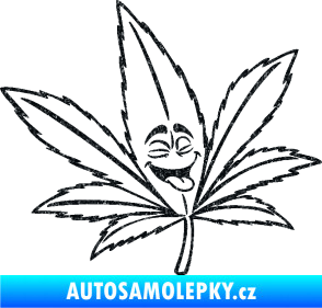 Samolepka Travka 003 pravá lístek marihuany s obličejem Ultra Metalic černá