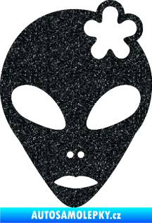 Samolepka UFO 009 slečna s kytičkou pravá Ultra Metalic černá