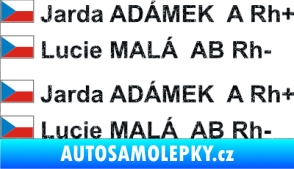 Samolepka Vlajka ČR se jménem a krevní skupinou Ultra Metalic černá