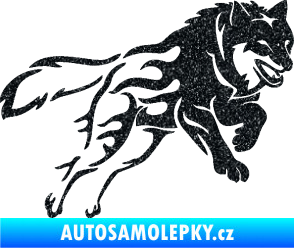 Samolepka Vlk 002 pravá Ultra Metalic černá