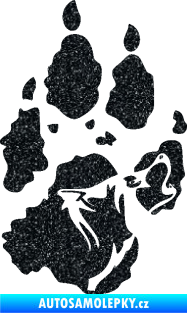 Samolepka Vlk 018 levá stopa s vlčím obrysem Ultra Metalic černá