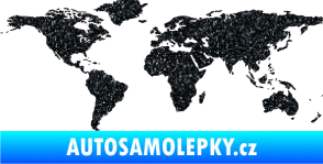 Samolepka World mapa světa Ultra Metalic černá