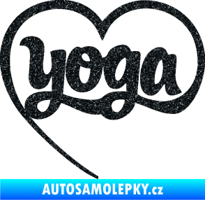 Samolepka Yoga nápis v srdíčku Ultra Metalic černá