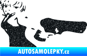 Samolepka Žena s pistolí pravá Ultra Metalic černá