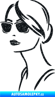 Samolepka Žena tvář 003 levá s brýlemi Ultra Metalic černá