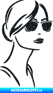 Samolepka Žena tvář 003 pravá s brýlemi Ultra Metalic černá