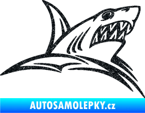 Samolepka Žralok 020 pravá v moři Ultra Metalic černá