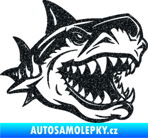 Samolepka Žralok 021 pravá Ultra Metalic černá