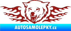Samolepka Animal flames 034 levá  vlk Ultra Metalic červená