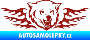 Samolepka Animal flames 034 pravá  vlk Ultra Metalic červená