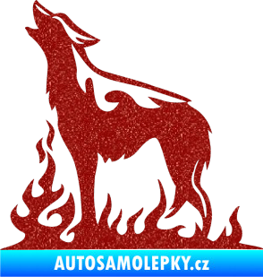 Samolepka Animal flames 066 levá vyjící vlk Ultra Metalic červená