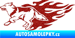 Samolepka Animal flames 090 levá vlk Ultra Metalic červená
