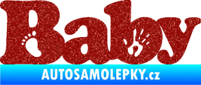 Samolepka Baby nápis otisk ručky a nožky Ultra Metalic červená