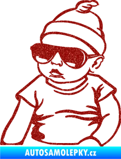 Samolepka Baby on board 003 levá miminko s brýlemi Ultra Metalic červená