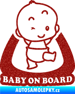 Samolepka Baby on board 011 pravá s nápisem Ultra Metalic červená