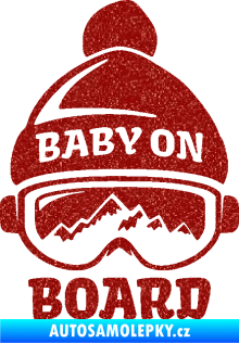 Samolepka Baby on board 012 levá na horách Ultra Metalic červená