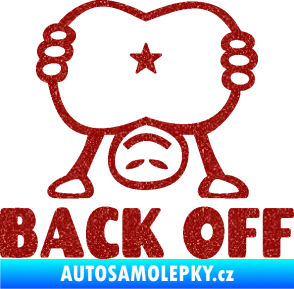Samolepka Back off panáček Ultra Metalic červená
