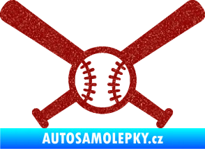 Samolepka Baseball míček a pálky Ultra Metalic červená