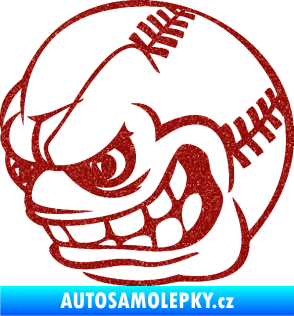 Samolepka Baseballový míček 001 levá s obličejem Ultra Metalic červená