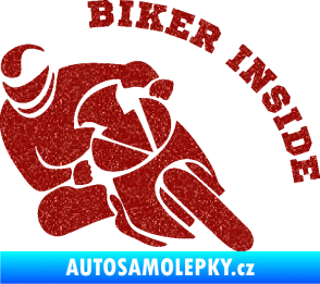 Samolepka Biker inside 002 levá motorkář Ultra Metalic červená