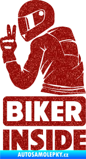 Samolepka Biker inside 003 levá motorkář Ultra Metalic červená