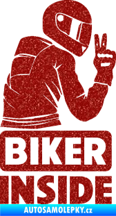 Samolepka Biker inside 003 pravá motorkář Ultra Metalic červená