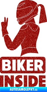 Samolepka Biker inside 004 levá motorkářka Ultra Metalic červená
